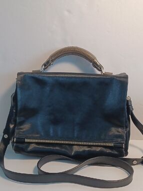 Mandarina Duck Sistema Leisure Black Shine Top Handle Cross Body Purse W/bag.